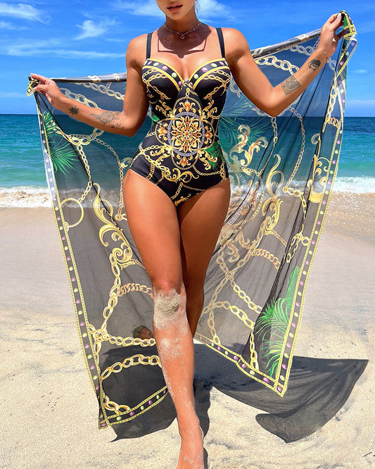 Rebecca | Elegant Chain Print Swimdress