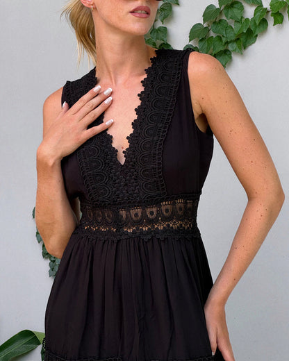 Stella | Romantic Lace Trim Midi Dress