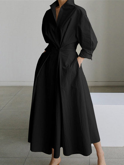 Vanessa | Elegant Black Shirt Dress
