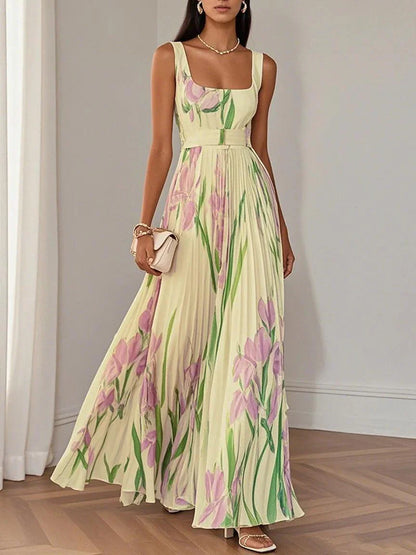 Sophie™ | Luxe geplooide bloemen maxi-jurk