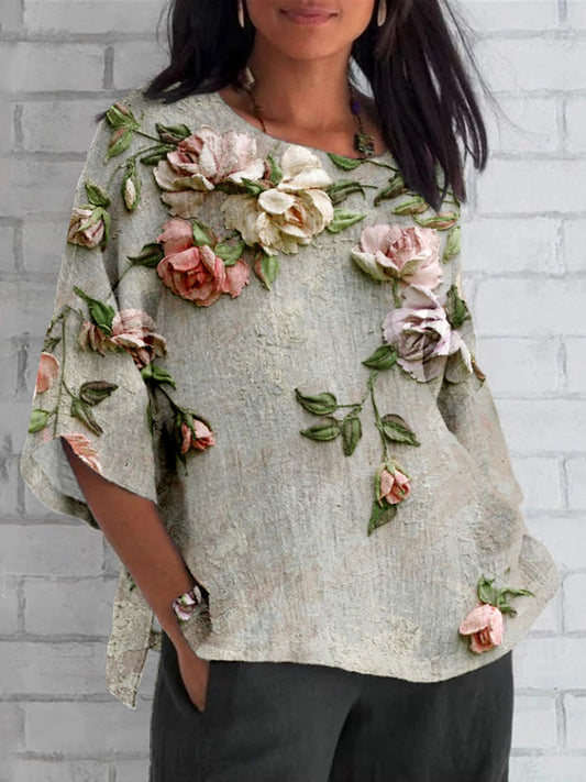 Ann | Floral Embroidered Oversized Blouse