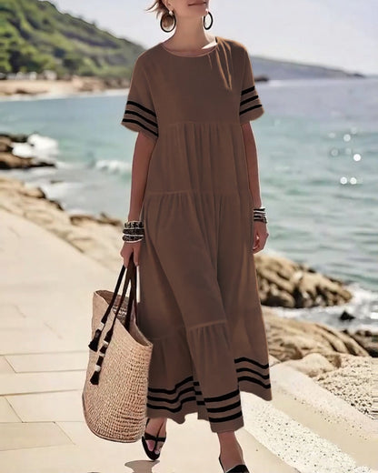 Trendy Vacation Dress Short Sleeves