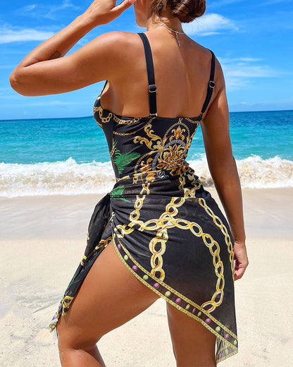 Rebecca | Elegant Chain Print Swimdress