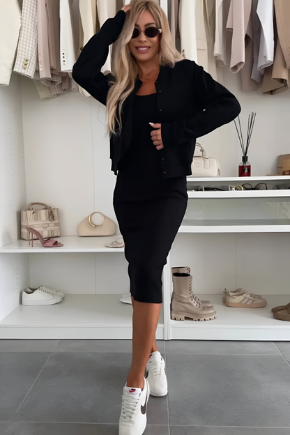 Madelon™ | Comfortable Midi Dress &amp; Cardigan
