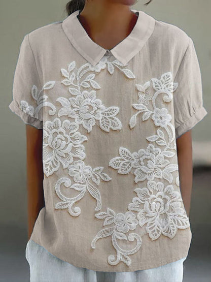 Frances | Elegant Floral Embroidered Blouse
