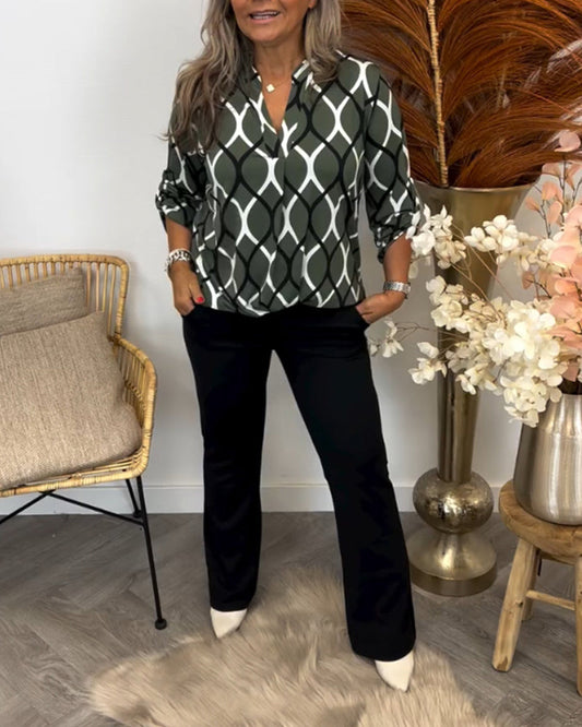 Janny™ | Casual Blouse met Lange Mouwen en Elegant Patroon
