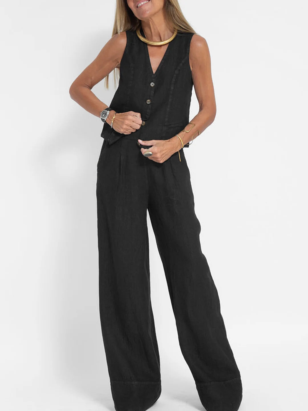 Eleanor | Chic Black Linen Set