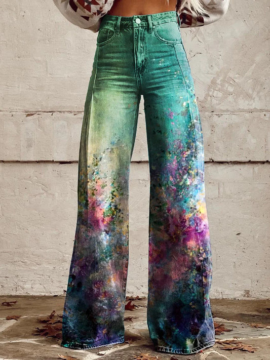 Emma | Artistic Gradient Wide Leg Jeans
