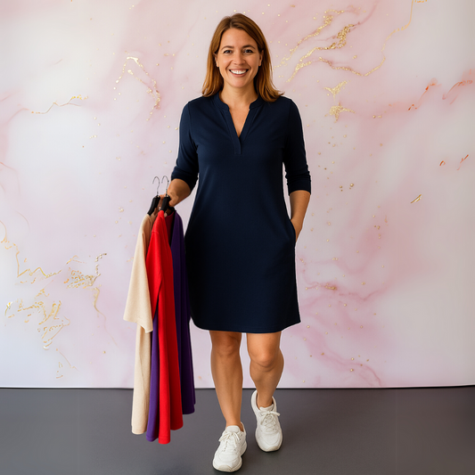 Emily™ | Solid Dress with V-Neck