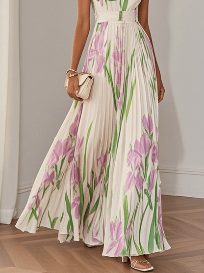 Sophie™ | Luxe geplooide bloemen maxi-jurk