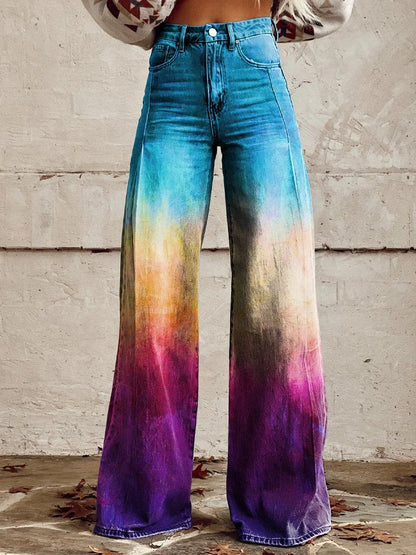 Vanessa | Vibrant Ombre Wide-Leg Denim