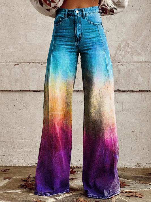 Vanessa | Vibrant Ombre Wide-Leg Denim