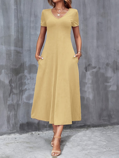 Brandy | Simple V-Neck Pocket Dress 