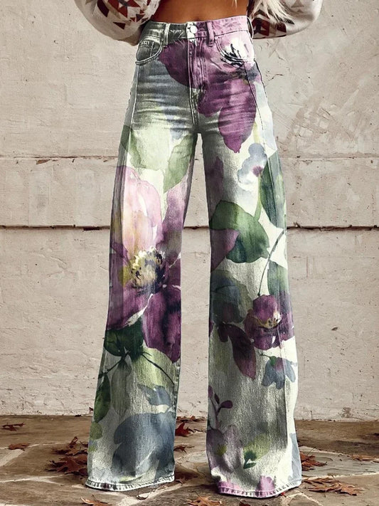 Andrea | Floral Print Wide-Leg Pants