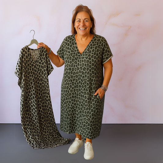 Sonja™ | Panterprint jurk met V-hals
