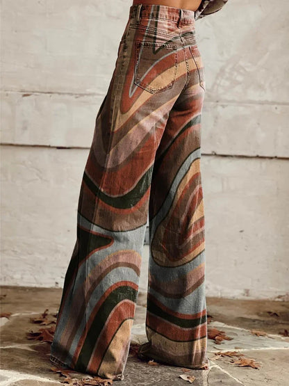 Violet | Elegant Swirl Pattern Wide Denim