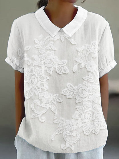 Frances | Elegant Floral Embroidered Blouse