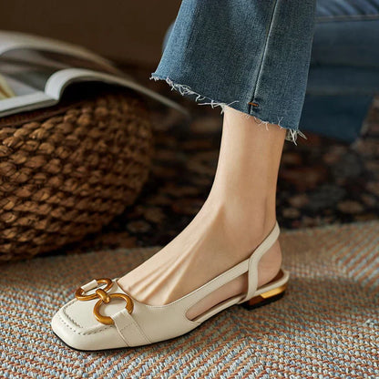Bella | Stylish Chain Detail Slingback Flats