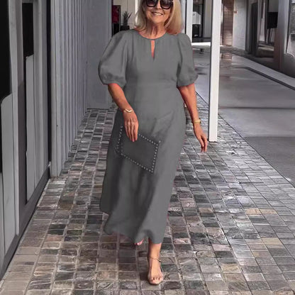 Whitney | Elegant Puff Sleeve Midi Dress