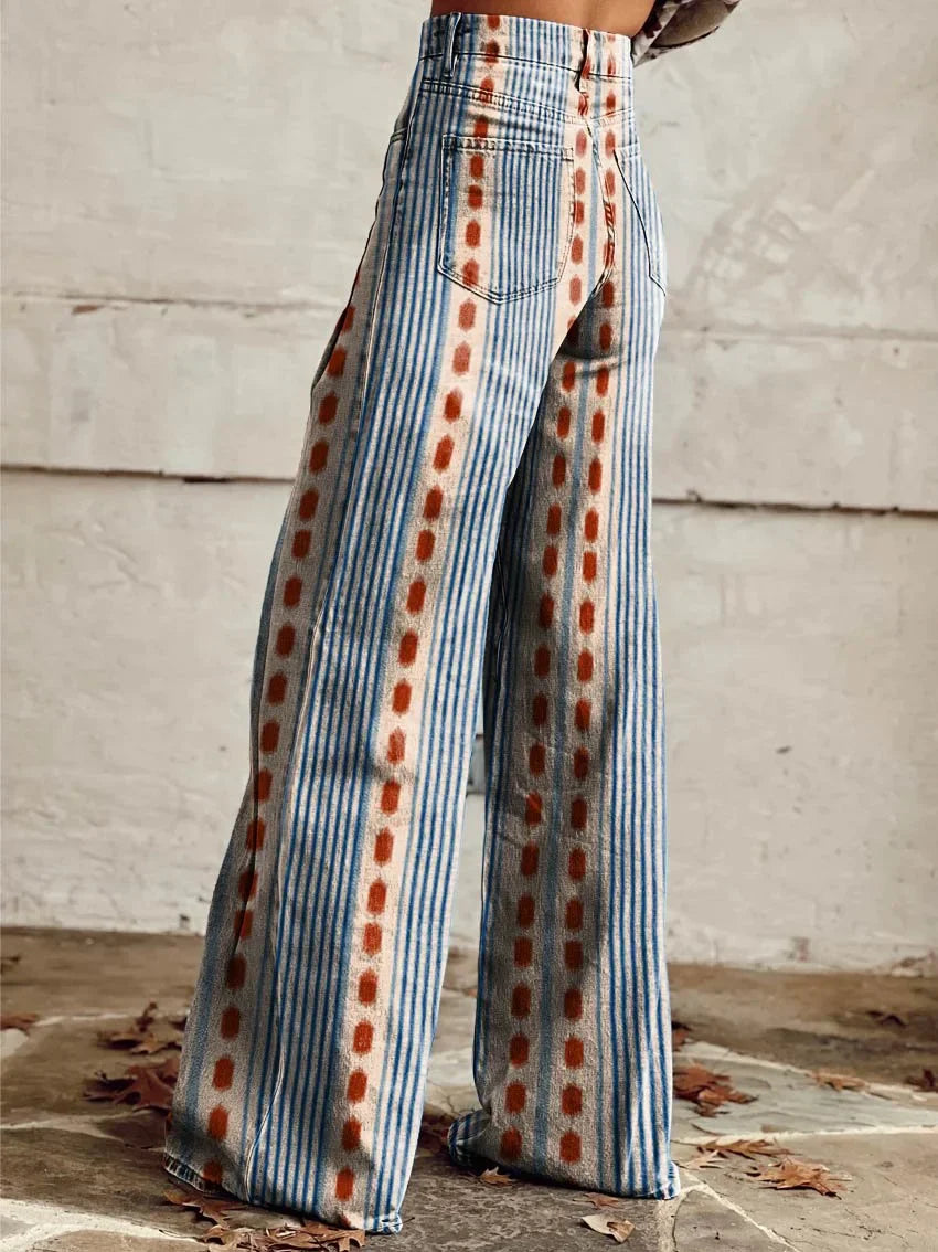 Brandy | Wide Leg Striped Print Jeans