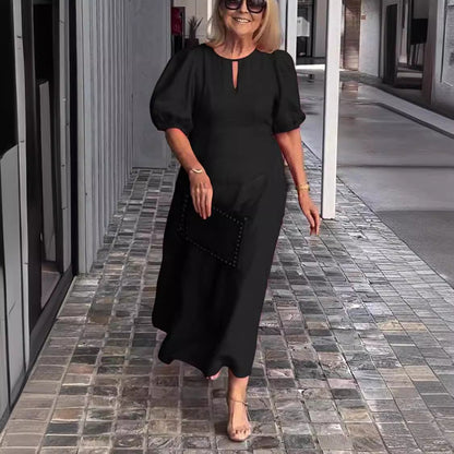 Whitney | Elegant Puff Sleeve Midi Dress