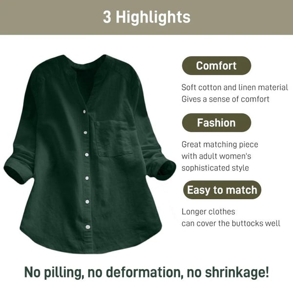 Ava™ - Casual Loose Cotton Linen Shirt 