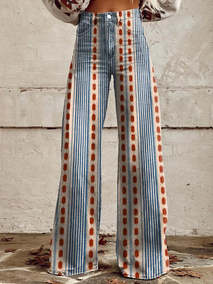 Brandy | Wide Leg Striped Print Jeans