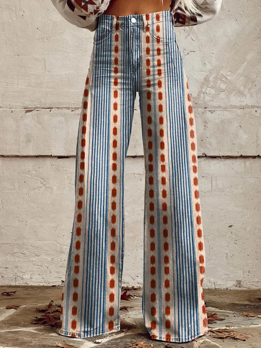 Brandy | Wide Leg Striped Print Jeans