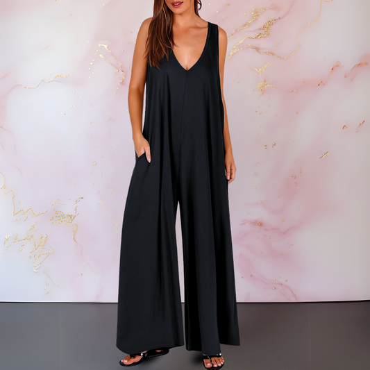 Magda™ | Comfortabele jumpsuit met V-hals en wijde pijpen