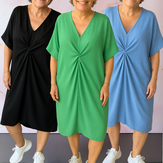 Ellen™ | Effen jurk met V-hals
