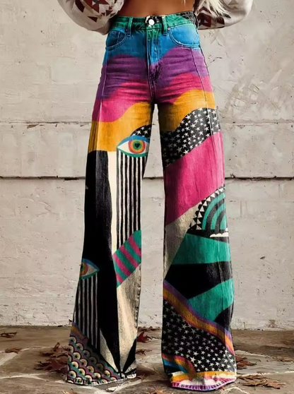 Delilah | Colorful Geometric Print Jeans