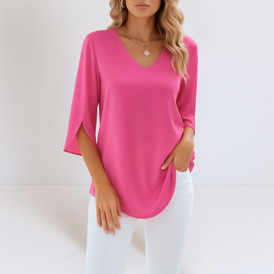 Sophie™ | Elegant blouse with a V-neck and split sleeves