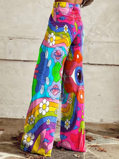 Alma | Wide-Leg Psychedelic Pattern Pants