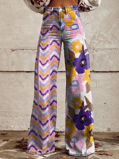 Angela | Stylish Colorful Artistic Wide Jeans