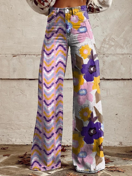 Angela | Stylish Colorful Artistic Wide Jeans