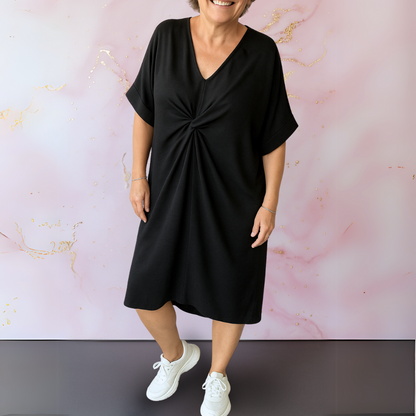 Ellen™ | Effen jurk met V-hals