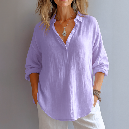 Marianne™ | Elegante linnen blouse met V-hals