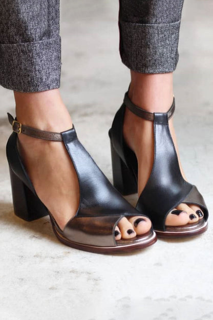 Riley | Two-Tone Peep-Toe Heels