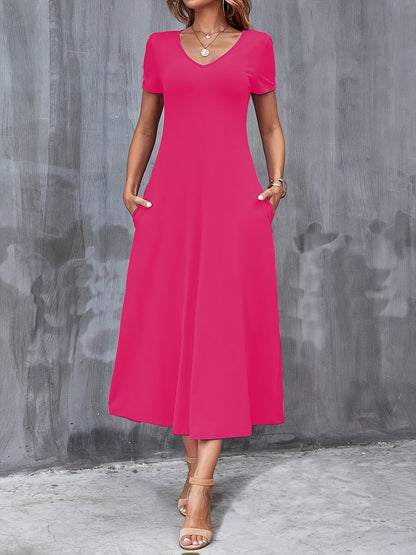 Brandy | Simple V-Neck Pocket Dress 