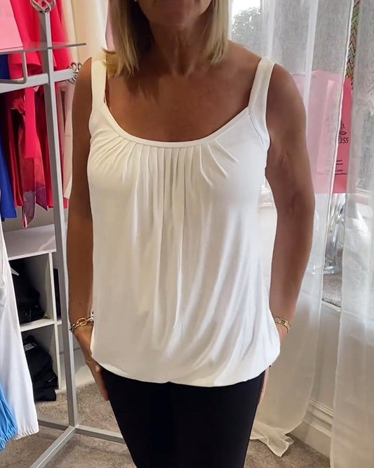 Casual Sleeveless Top with Pleat