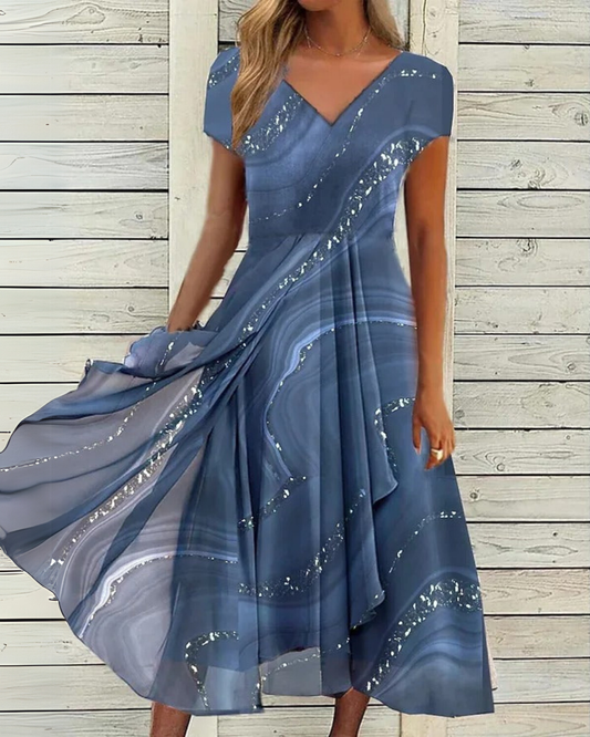 Molly | Stylish Marble V-neck Dress