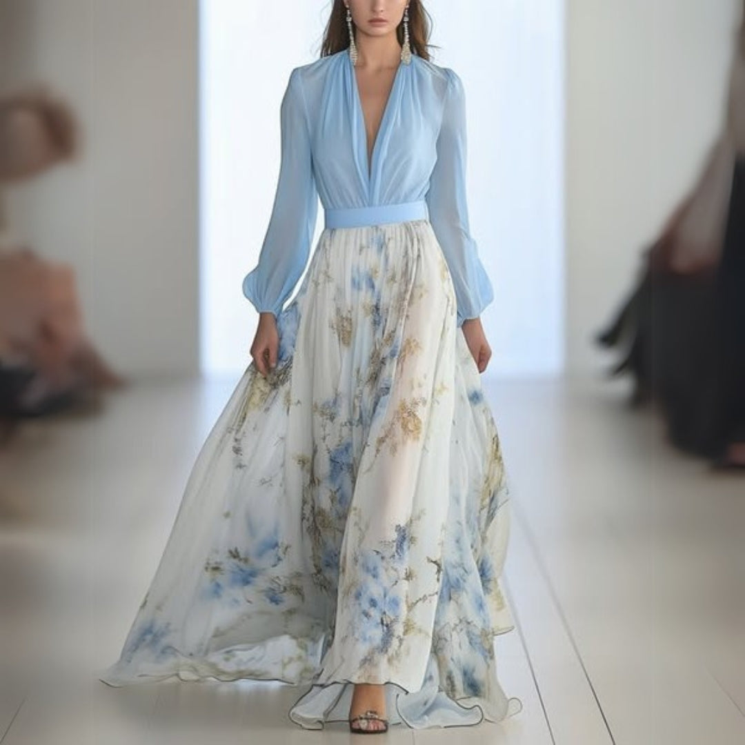Autumn | Elegant Long Floral Dress 