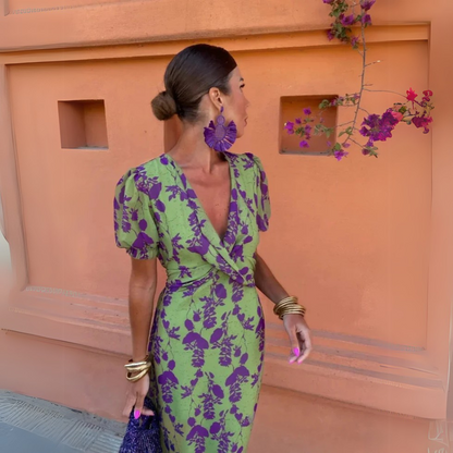 Anastasia | Draped Floral Midi Dress