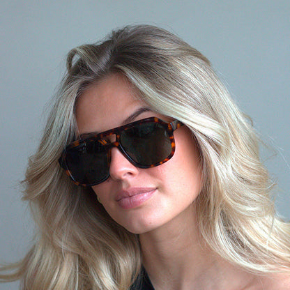 Caldiero Brown Turtle Green Lens Solbrille - PREMIUM