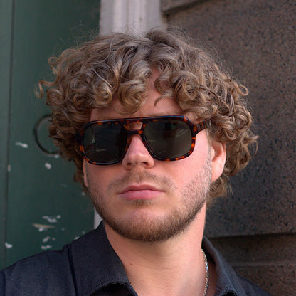 Caldiero Brown Turtle Green Lens Solbrille - PREMIUM | MEN