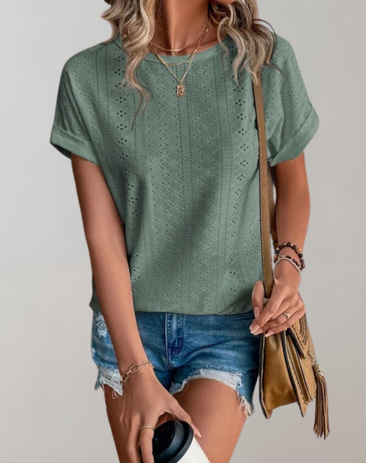 Verity | Casual Eyelet Detail Top