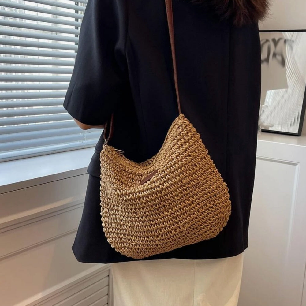 Lajah™ - Woven Zippered Shoulder Bag for Summer, Adjustable and Timeless