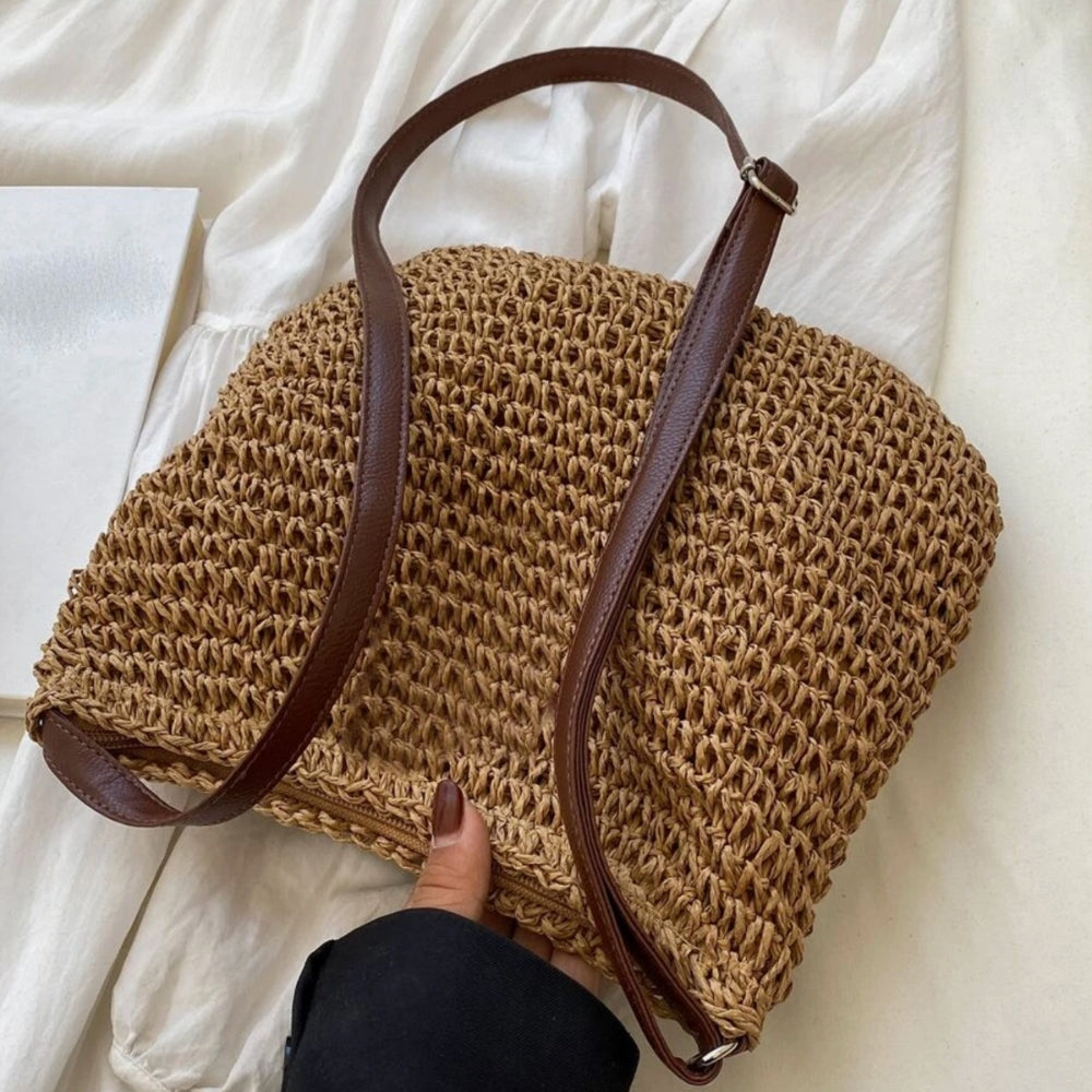 Lajah™ - Woven Zippered Shoulder Bag for Summer, Adjustable and Timeless