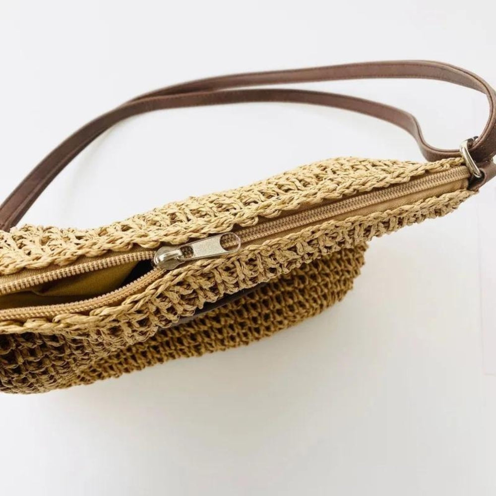 Lajah™ - Woven Zippered Shoulder Bag for Summer, Adjustable and Timeless