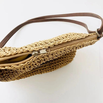 Lajah™ - Woven Zippered Shoulder Bag for Summer, Adjustable and Timeless